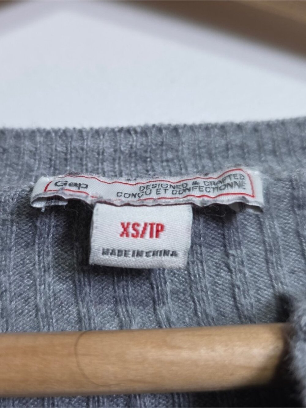 GAP Grey Ribbed Henley Sweater XS | Fitted Long Sleeve Knit Top - Picture 6 of 11